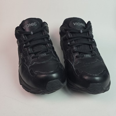 Vionic Walker Shoes Mens Size 11.5 Black Leather Walking Orthotic Sneakers