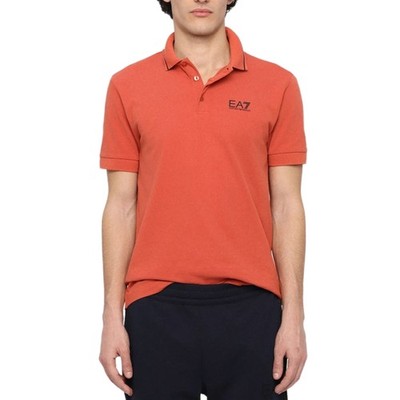 EA7 Herren Poloshirt Core Identity Baumwolle Piquet Stretch Orange Größe L...