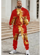 Men's Outfit 2 Piece Set Shirt  Pants Suit PLUS SIZE BIG 3XL