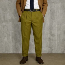 Vintage 80s 90s PRONTI by Phina Olive Green Pleated Trousers Pants Slacks 32x29