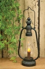 NEW Primitive CANDLE LANTERN BLACK Vintage Look LED TIMER Metal Rustic 12"Hx6.5"