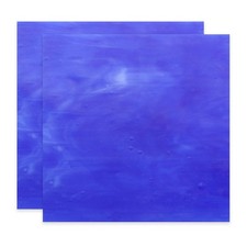 4 x 4 Inch Stained Glass Sheets, 2 Sheets Art Glass, Cobalt Blue