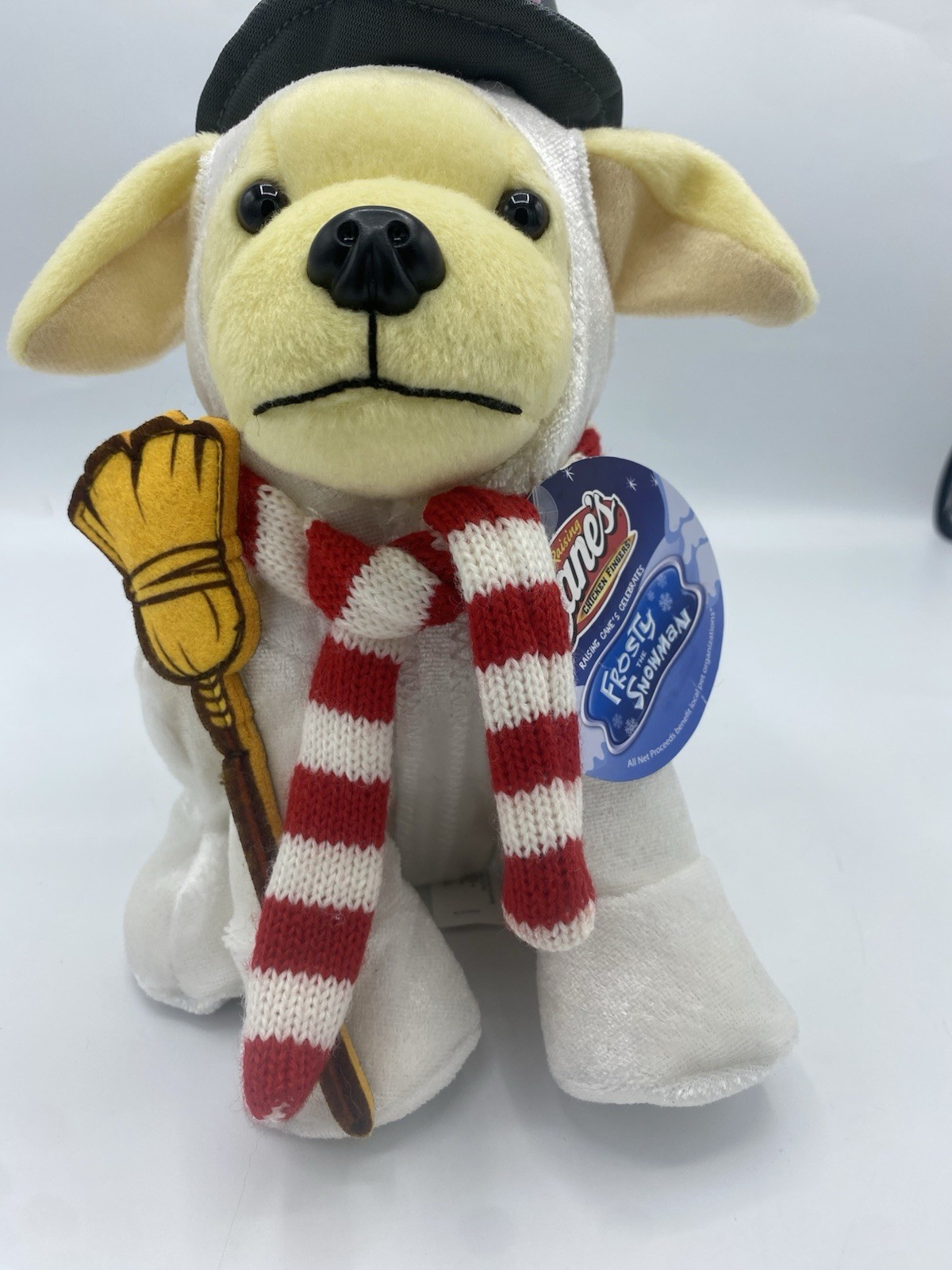 Raising Canes 10"  Frosty the Snowman Pup 2018 Christmas Holiday Plush Dog NWT