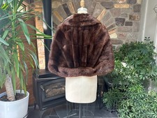 Vintage 1960s Dark Brown Fur Tucked Back Stole Capelet Wrap