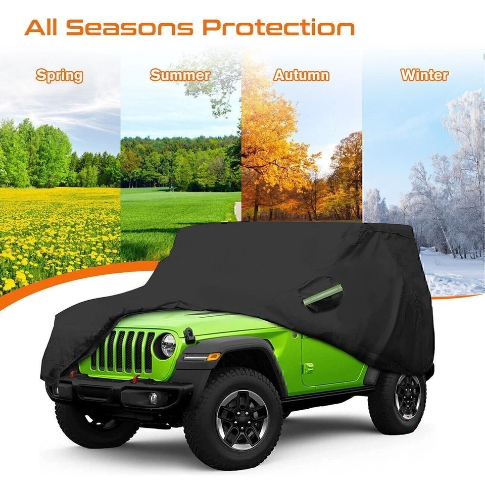 6-Layer Car Cover For Jeep Wrangler 2 Door CJ YJ TJ JK Dust UV Car Full Cover - Image 4 of 4