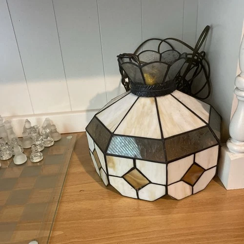 vintage tiffany style stained glass hanging lamp