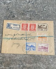 B100-?? WW2 Era Jersey Channel Islands Registered Cover with 1941?42 Occupatio