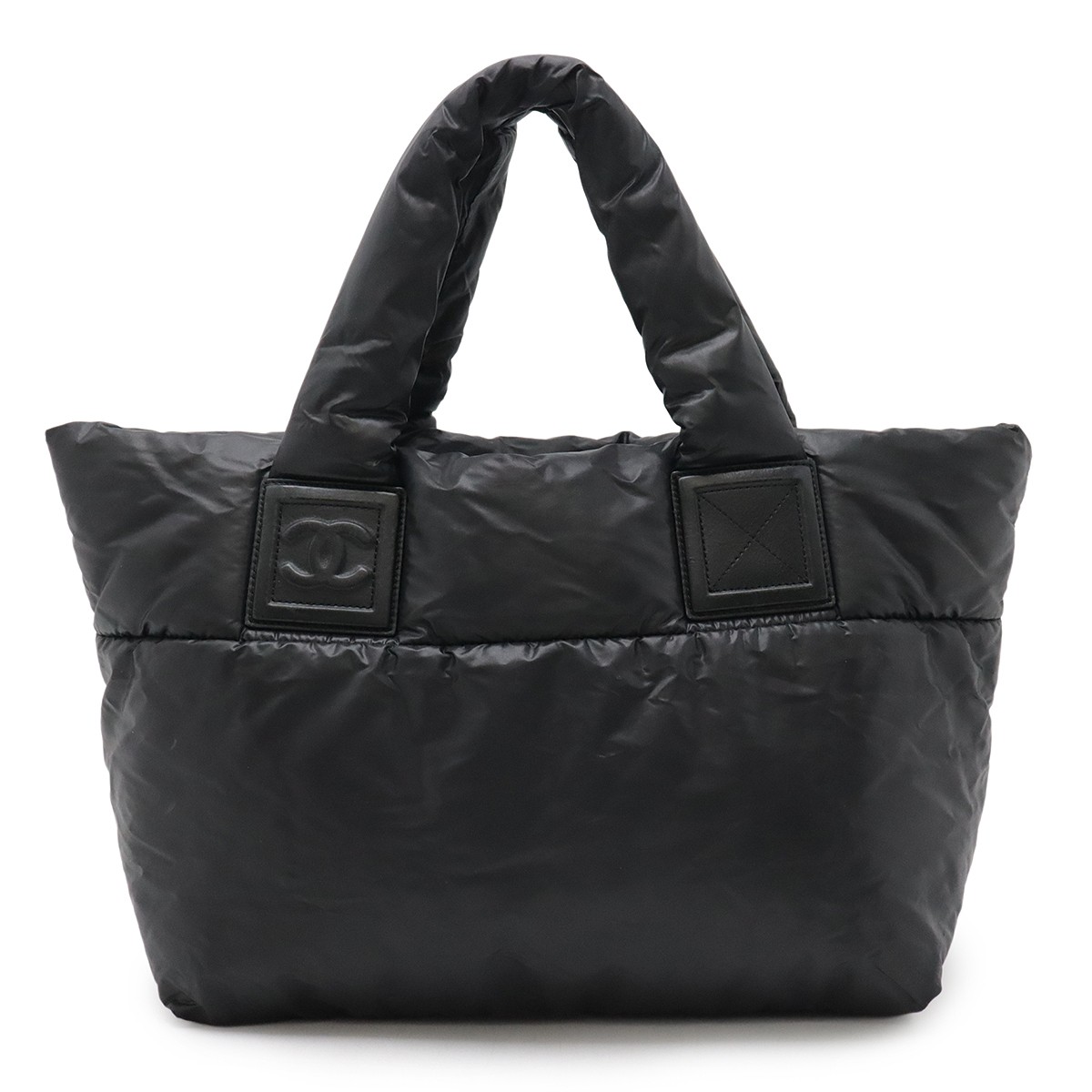 CHANEL Coco Cocoon Small Black Nylon Leather Tote Bag A47108