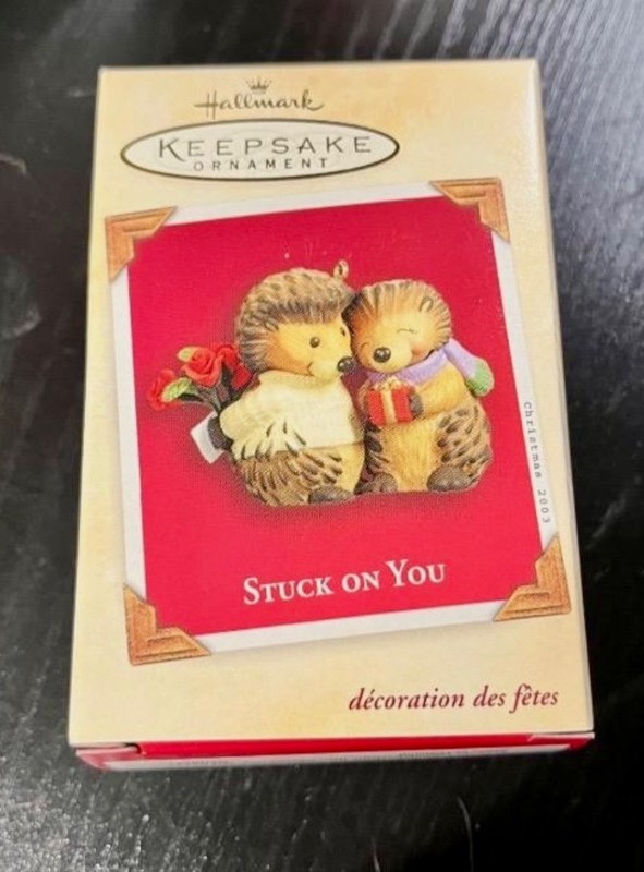 Hallmark 2003 Stuck on You Porcupines Hedgehog Christmas Keepsake Ornament IOB