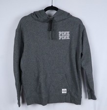 Victoria's Secret PINK Gray Hooded Sweatshirt Size XS Sleeve Logo Spell Out