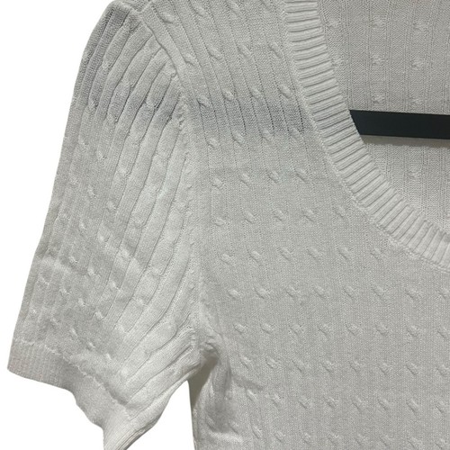 LOFT White Short Sleeve Basic Textured Scoop Neck Lightweight Fitted Tee XS - Picture 3 of 6