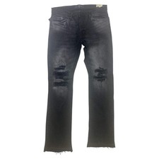 Men JORDAN CRAIG Shreds On Knees Stacked Denim Jean