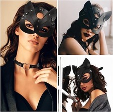 Cat Mask Face For Women Girl Party BDSM Fetish Cat Head Black Sexy Eye Mask UK
