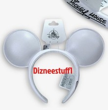 2025 Disney Parks White Mickey Mouse Autograph Ear Headband Faux Leather NEW