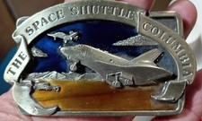 BELT BUCKLE: Space Shuttle Columbia, 1982 Bergamot Brass Works, EX Cond