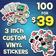 100 Custom 3" Die Cut Stickers | Upload Your Logo | Waterproof Vinyl Decals
