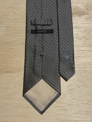 Vintage Gucci Gray Horsebit Knight Crest AOP Made In Italy 100% Silk