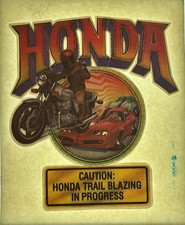 Origina Vintage Honda Motorcycle Caution Honda Trail Blazing Iron On Transfer