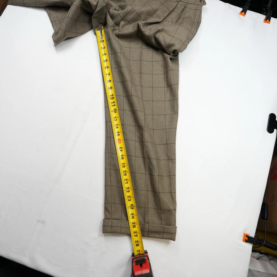 Винтажные коричневые клетчатые брюки Ralph Lauren с манжетами подол сделано в Союзе женские 25x27 - Изображение 3 из 4