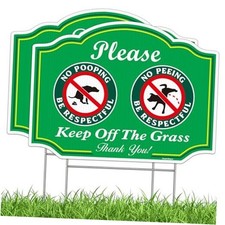 No Poop or Pee Dog Sign with Stakes, Keep Dogs off Lawn Sign, 2PC-12.6"x9.5"
