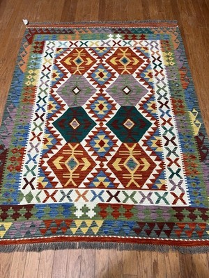 Handmade Reversible Kilim 100% Wool Area Rug 5  X 6 5