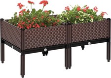 2Pcs Raised Garden Bed Elevated Planter Box for Flower Vegetables - 80x40x37cm