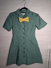 VINTAGE Girl Scouts Juniors Uniform Dress Green Yellow Tie Pin Patch 1960s RARE