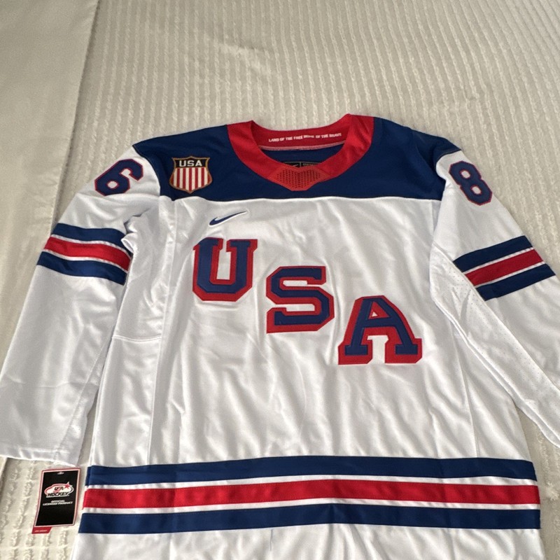 Nike Team USA Hockey J. Hughes #86 Dri-FIT Jersey White/Blue/Red Size 2XL
