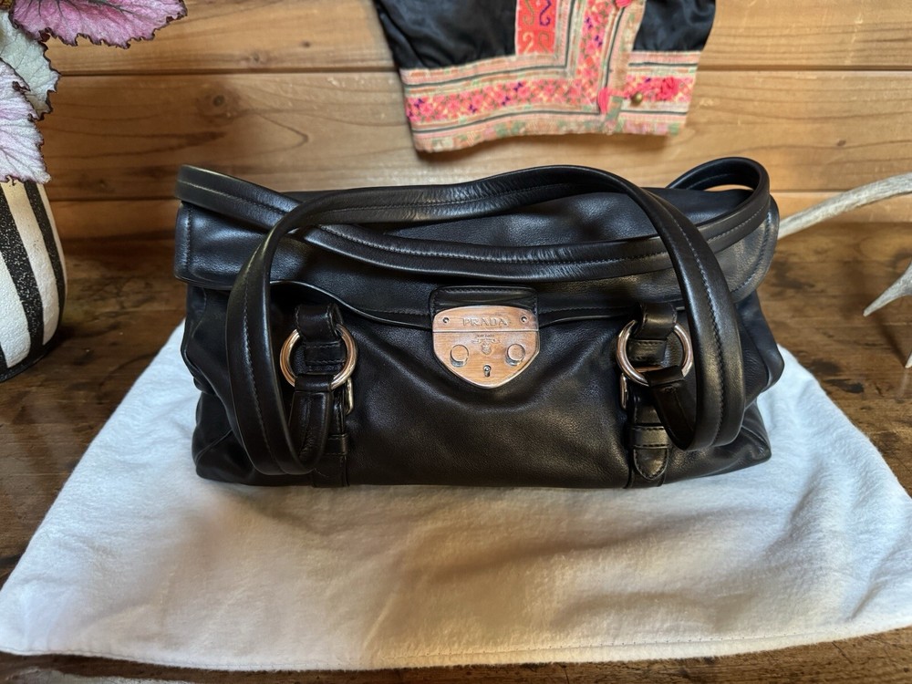 Prada Push Lock Horizontal Flap Tote Bag in Saffiano Leather