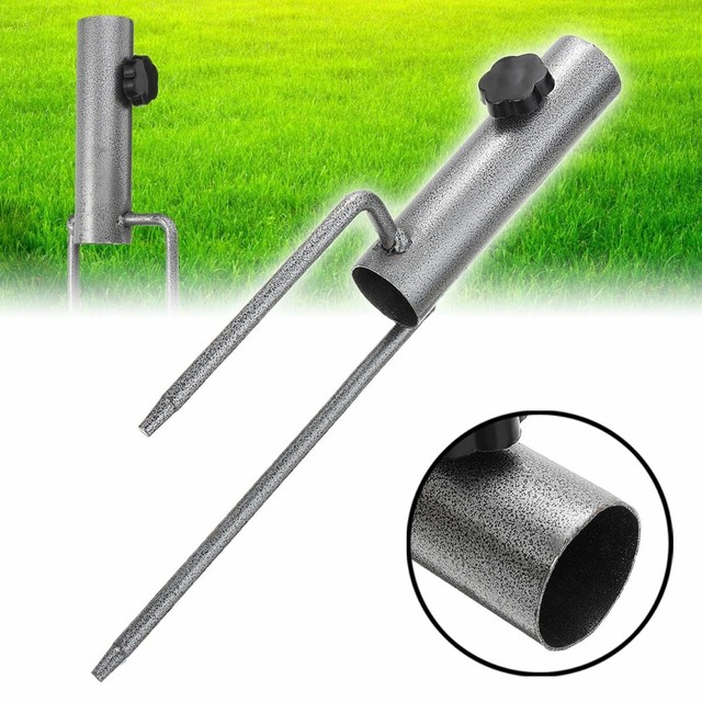 Outdoor Metal Umbrella Parasol Holder Stand Ground Spike Lawn Insert