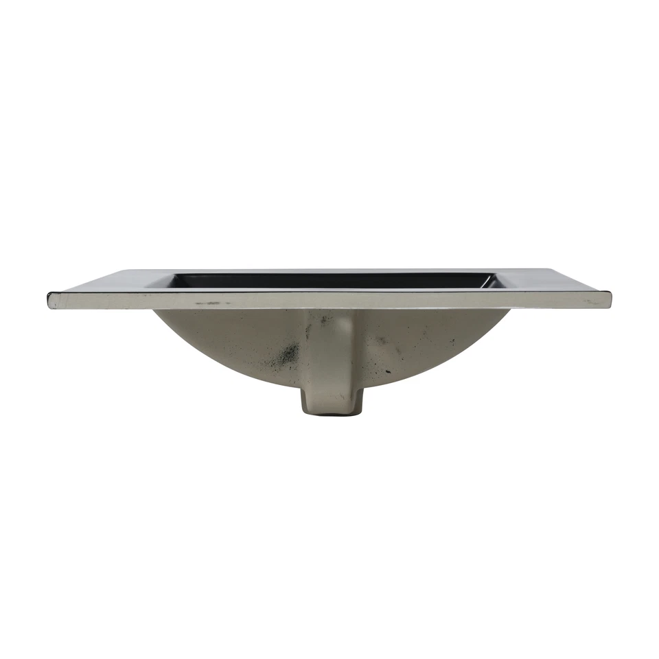 Fregadero de baño rectangular de cerámica para baño negro 24"x18,3" Foto 4 de 4