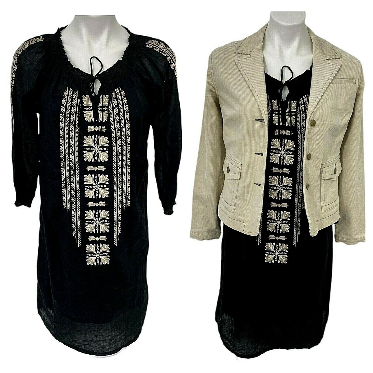 Caslon Dress Womens PXS Blazer Boho Embroidery Tan Corduroy Work Office  Festival