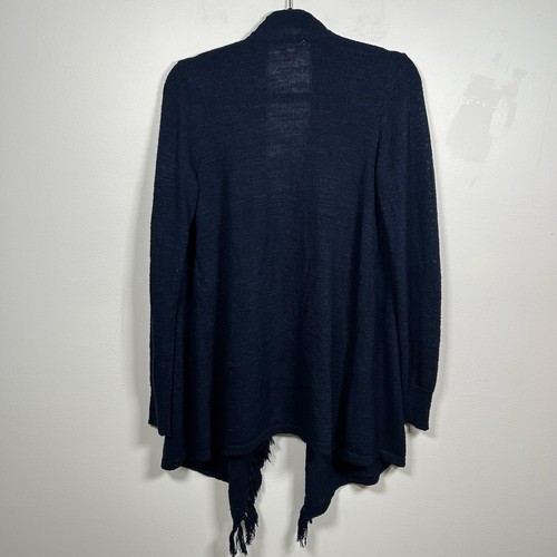 Lilly Pulitzer Cardigan Navy Blue Sz M Open Front Long Sleeve Tassel Fringe Knit - Picture 5 of 8