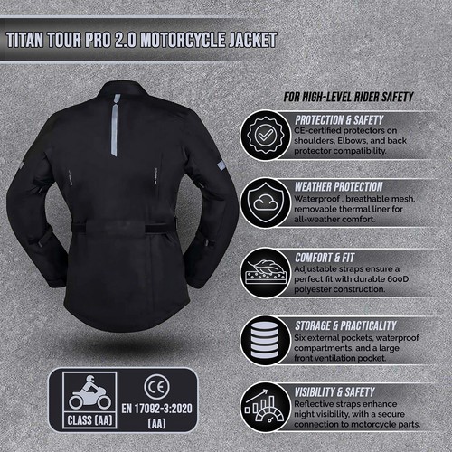 Titan Tour Pro 2.0 Motorradjacke | Premium Tourenschutz & Allwetter - Bild 4 von 7