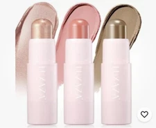 ~💕3PCS Cream Stick Highlighter Stick  Bronzer Stick Complete Face Make up Kit~