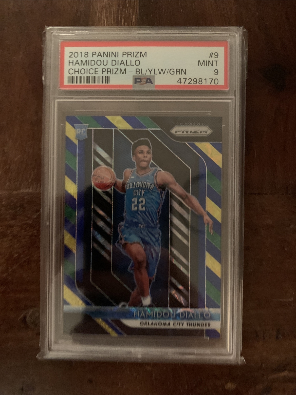 2018 Panini Prizm Hamidou Diallo Rookie Choice Blue Yellow Green Prizm PSA 9