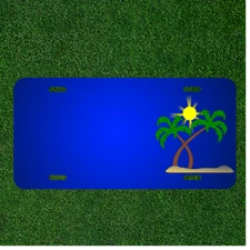 Custom Personalized License Plate With Add Names To Beach Palm Tree Sun Green