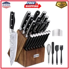 Professional Kitchen Knife Set with Block Wooden German Stainless Steel