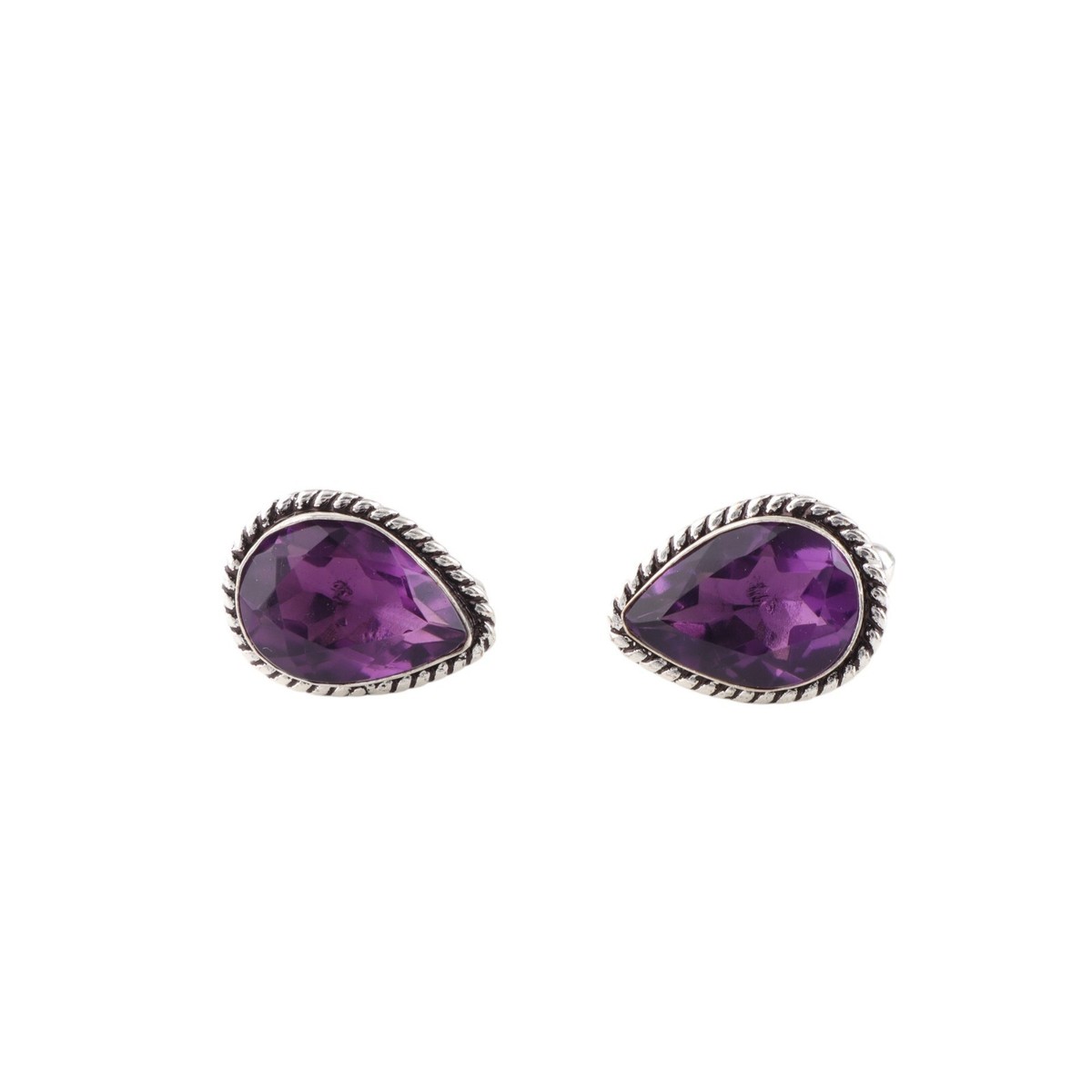 Amethyst Gemstone 925 Sterling Silver Handcrafted Cufflinks 0.67 