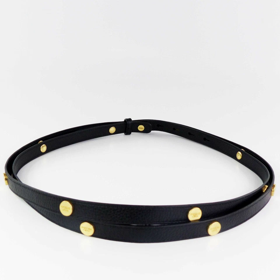 Guess Luxe Damen Ledergürtel Schwarz Nietengürtel Gold modisch schmal NEU - Bild 4 von 4