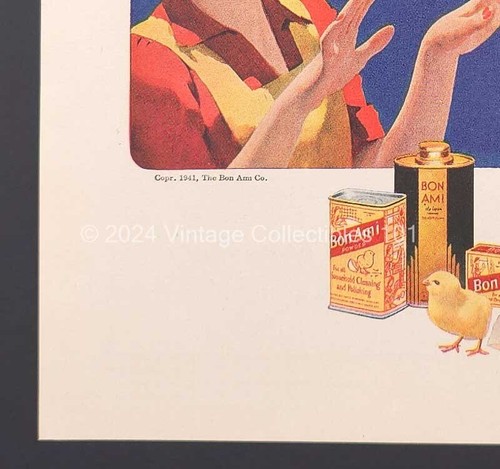 1942 Bon Ami Mother Daughter Doing Dishes yellow chick can art decor print ad - Picture 7 of 8