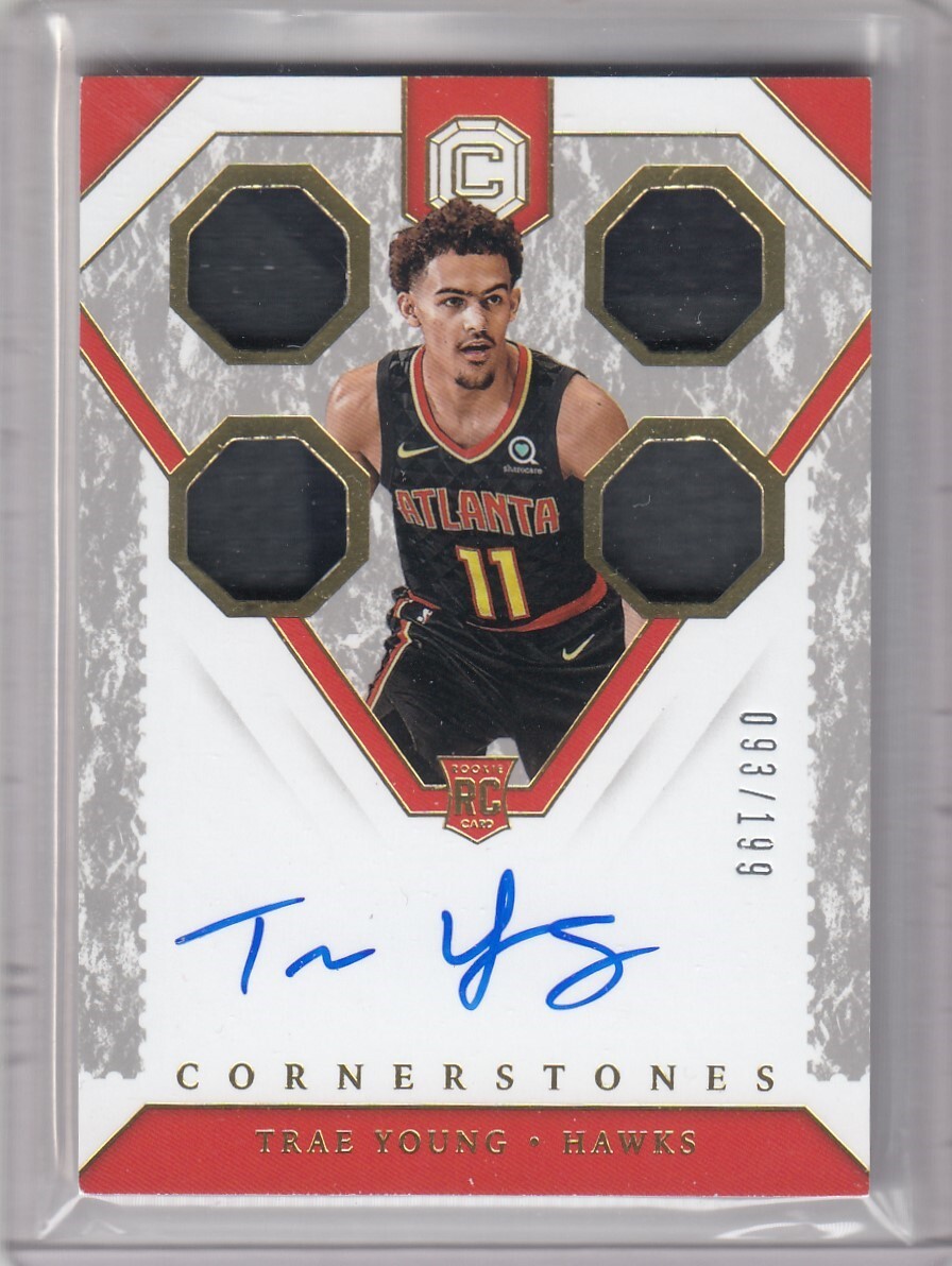 2018-19 Trae Young Cornerstones ROOKIE AUTO JERSEY /199 - #155 Wizards Hawks