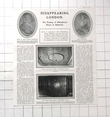 1922 Disappearing London, Bolingbroke House In Battersea