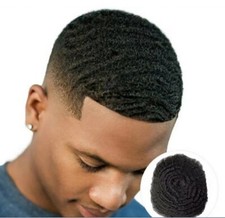 Hair for Black Men Afro Curly Toupee Human Hairpiece 6MM 8x10 Full Lace Wave