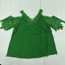 Shein Green Could Shoulder Lace Trim Blouse Women’s Size Large