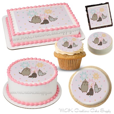 Pusheen Celebrate Edible Cake & Dessert Toppers ~ 21 Sizes~ Cake ,Cookies & More