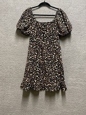 Who What Wear Dress XS Black Orange Short Sleeve Linen Blend