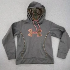 Under Armour Storm Gray Hoodie Sweatshirt Hunting Camo Pink Womens Size MEDIUM