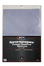 Pack of 50 BCW 14 x 19 Newspaper Acid Free 2-Mil Clear Poly Sleeves 14x19