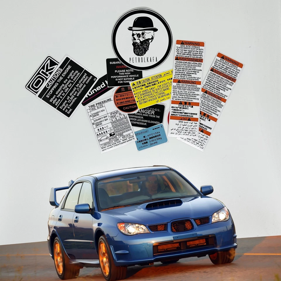 Subaru Impreza Wrx Sti Hawkeye Car Restoration Warning Stickers Emblem Labels - Image 4 of 4